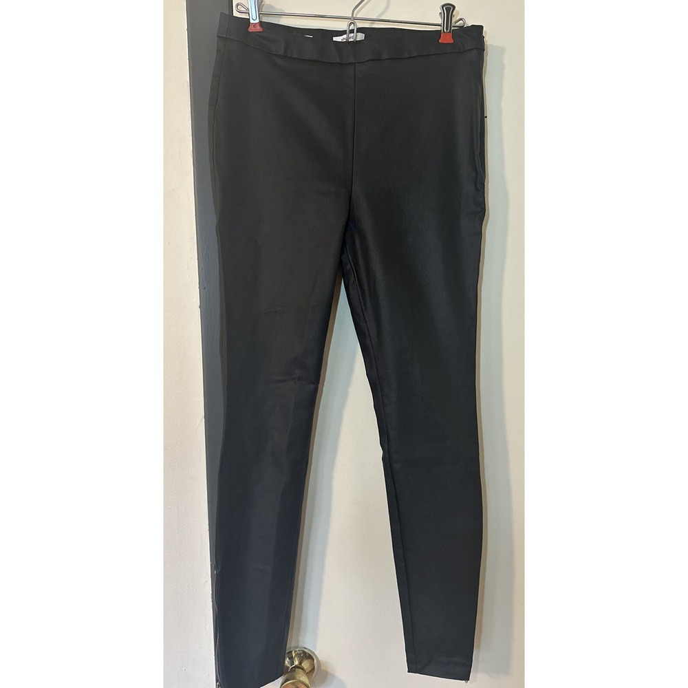 Nine west imitation leather skinny pants black ankle‎ zip Size M holiday party